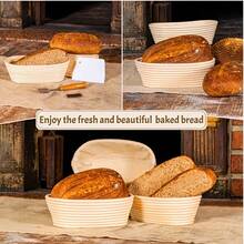 Oval Baguette Proofing Basket With Liner Bag, 2-Piece Set, Bread Dough Fermentation Tool, Baking Supplies, Home Woven Rattan Bread Proofing Basket, Multiple Sizes Available, Easy To Clean, Dishwasher - Multicolor - View 10