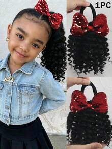 8 Inch Kids Wig Ponytail Curler Set, 1 Piece Hair Accessories For Girls - Natural Black - View 11