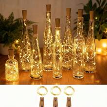 10入瓶塞式紅酒瓶燈，2M 20LED電池供電仙女燈，銀色銅線迷你串燈，適用於梅森罐、派對、婚禮、聖誕節、酒吧裝飾的婚禮派對裝飾燈 - 暖光 - 查看 12