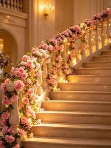 1/5Pcs Artificial Cherry Blossom Vines Home Decor, DIY Garland Material, Valentine's Day Decor, Birthday Party Decor, Wedding Venue Arrangement, Outdoor Garden Decoration Material, New Year Decor - Coral Pink - View 7