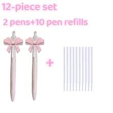 Bộ 12 bút bi nơ hồng | 2 bút bi + 10 ruột bút thay thế | Quà tặng dễ thương cho học sinh/bé gái, đầu bút 0.5mm được nâng cấp, viết trơn tru, ruột bút thay thế dùng được lâu dài, đồ dùng học tập/văn phòng phẩm. - Bộ - Xem 7
