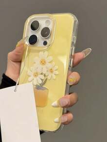 1 pieza Funda protectora brillante con girasol de primavera, cobertura completa anti-caída para iPhone11/12/13/14/15/16/17/PROMAX - Amarillo - Ver 2