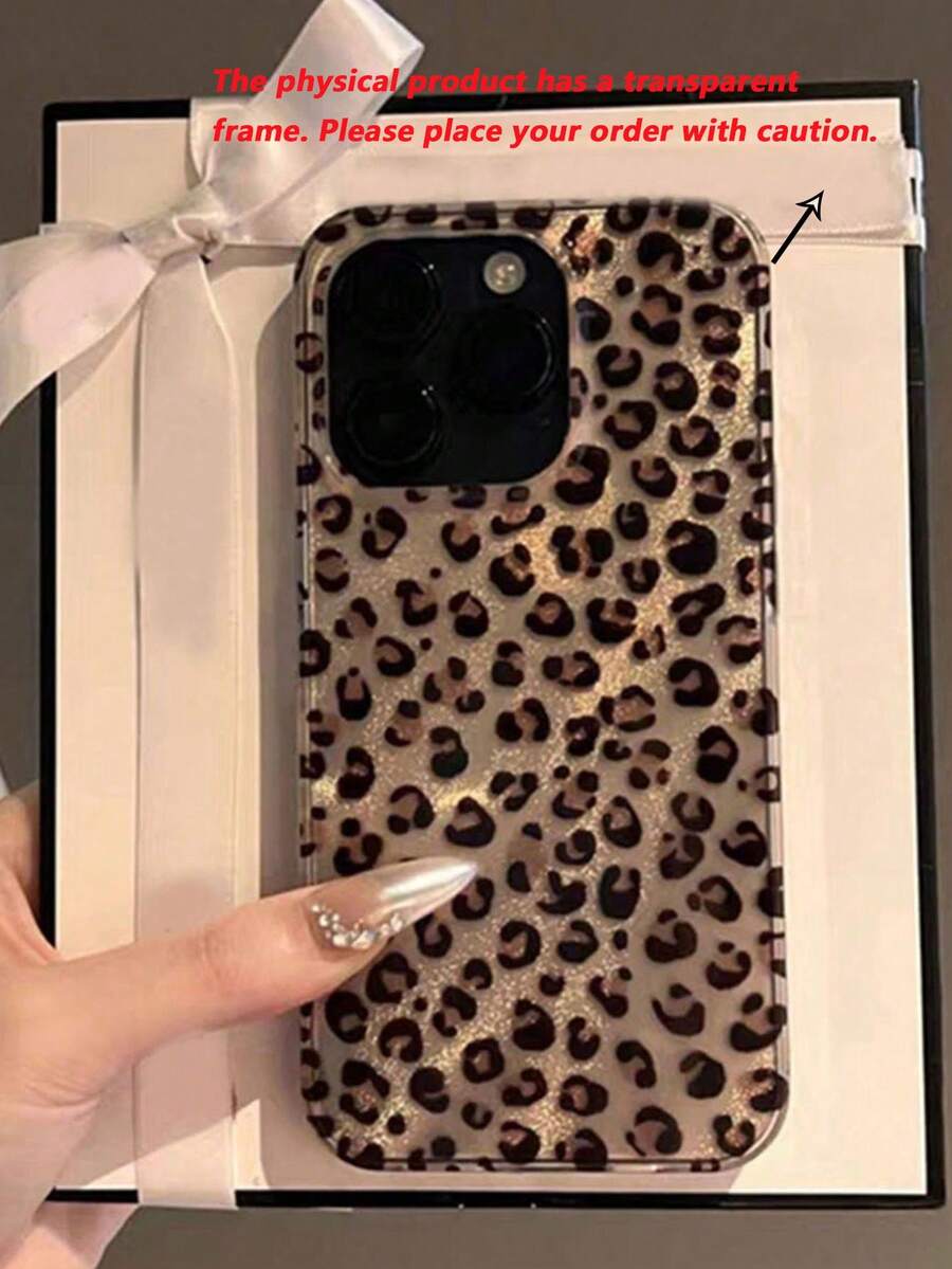 Luxury Leopard Print & Shell Pattern Phone Case, Suitable For IPhone 17 Pro Max, 17 Pro, 17 Air, 17, 16, 15, 14 Plus, 13, 12 Pro Max, 11, Fashionable Anti-Drop Back Cover - Small Leopard Print - View 1