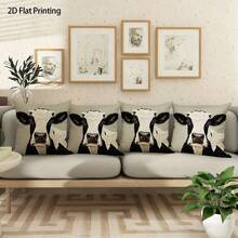 1 Stück/4 Stück Bohemien Stil Hochland Kuh bedruckter Kissenbezug, einseitig Muster, 40*40cm, 45*45cm, 50*50cm, geeignet für Sofa, Wohnzimmer Dekoration, täglicher Gebrauch - Verschiedenfarbig - Übersicht 1