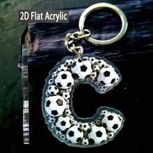2D Acrylic Flat Football Letter Keychain, Designed For Football Players And Fans, Suitable For Football Themed Party Gifts, Souvenirs, Bag Charms, Training And Match Key Accessories - Football-themed Letter Keychain 01 - View 7