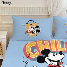 Bộ ga trải giường và 2 vỏ gối họa tiết cốc cà phê Mickey dễ thương của Disney, màu xanh nhạt vui tươi, tạo cảm giác thư giãn cho phòng ngủ. - Bộ ga trải giường vừa vặn - Xem 3