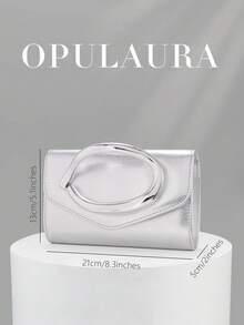 Tas Clutch OpulAura Retro Warna Solid, Dompet Kompak Serbaguna, Tas Tangan Kulit PU Modis untuk Wanita, Cocok untuk Pernikahan, Pesta, Gala, Makan Malam, dan Acara Lainnya - Perak - View 5