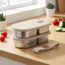 1pc/2pcs 304 Stainless Steel Lunch Box, Reusable Leak Proof Bento Box, Portable Large Capacity Lunch Container, Fruit Salad Food Storage Container, Dishwasher & Microwave Allowable, Suitable For Student And Adult Use In School, Office, Outdoor Camping, Picnic, Travel, Back To School - Multicolor - View 12