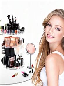 360 Rotating Makeup Organizer,DIY Adjustable Spinning Holder,Foldable Cosmetic Storage Display Box,Large Capacity Make Up Caddy Shelf,Fits Countertop Vanity And Bathroom - Storage Rack - View 9
