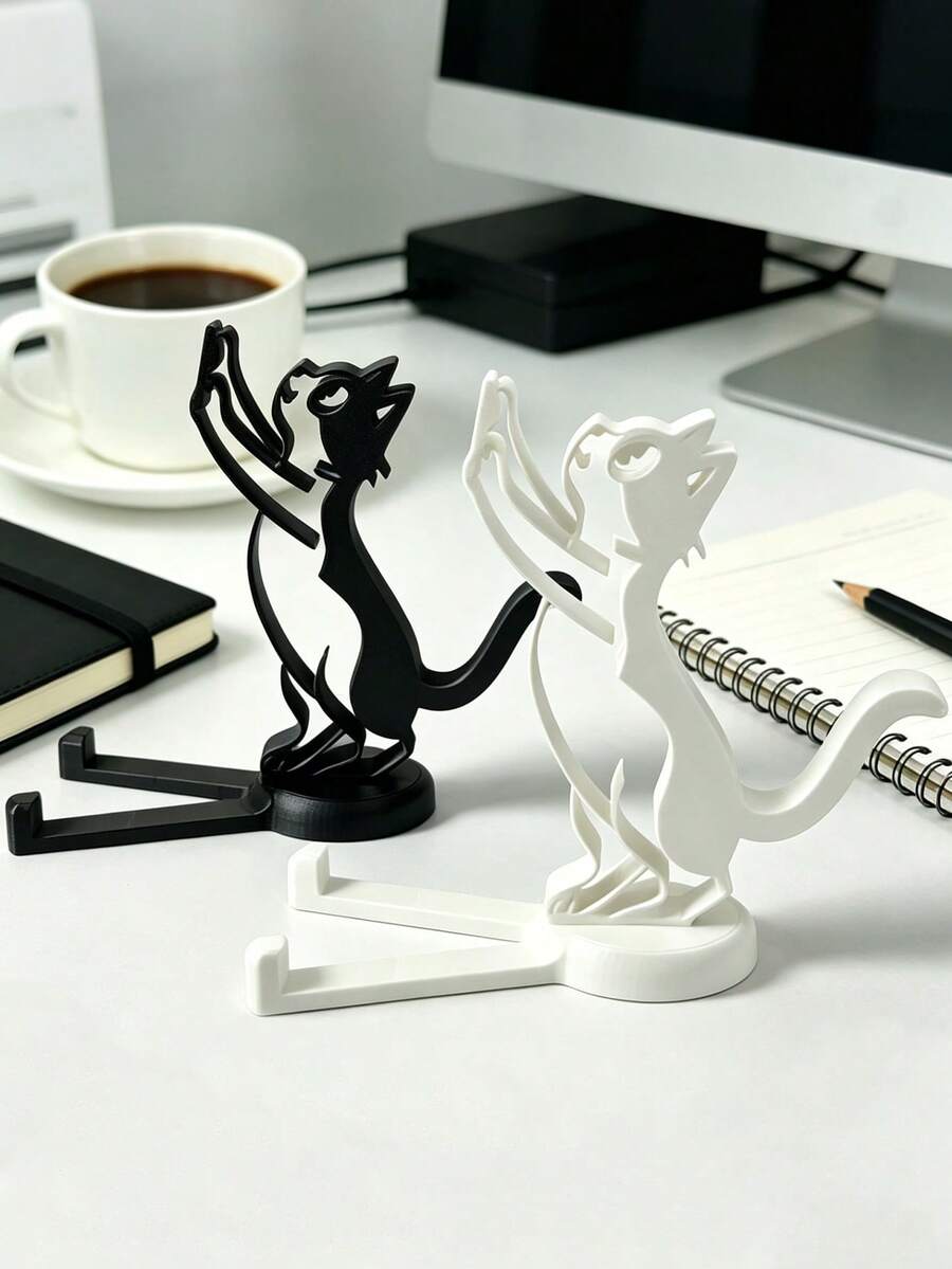 Adjustable Cat Elements Detachable Cat-Shaped Desk Phone Holder Cartoon Creative Desktop Decor Mother's Day Gift - Multicolor - View 1