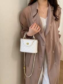 Luxury Niche Rhombus Chain Mini Handbag, New Fashion Women's Bag, Elegant Shoulder & Crossbody Bag - Beige - View 3
