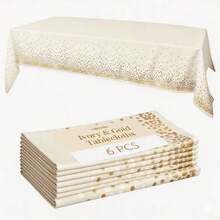 8/6/4/2 Pack Apricot Base Rose Gold & Silver Dot Disposable Plastic Tablecloth 54"X108", Waterproof Rectangular Table Cover For Wedding & Party - Apricot Base With Gold Dots - View 13