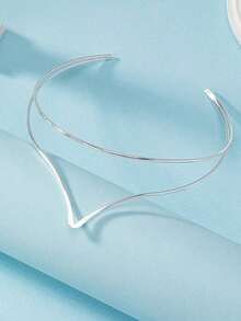1pc Simple Wire Cuff Choker - 銀色 - 查看 2