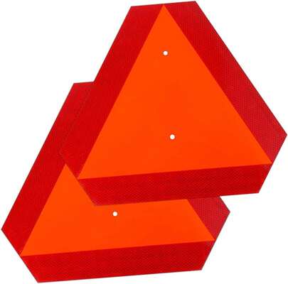 2 Pack Reflective Slow Moving Vehicle Safety Triangle Sign, 14"X16" Emergency Road Warning Marker
