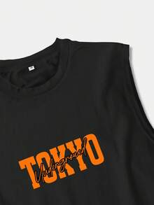 YUNTUO 大码男士夏季休闲东京地下漂移赛车方格旗图案无袖背心，适合居家、办公、户外、都市、日常、街头、休闲、青年、简约、校园、复古、百搭等场合。 - 黑色 - 查看 4