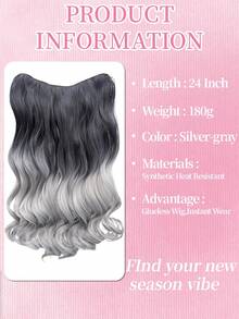 WIGGAGA Summer Vacation Style Women's Valentine's Day Summer Clothing, 24-Inch Long Curly 5-Clip Hair Extensions For Ladies & Girls - Gray Ombre - View 5