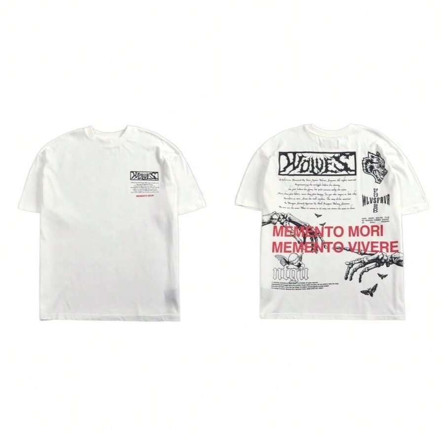 DARCSPORT American-Style Retro T-Shirt For Couples, Men's Top, Pure Cotton Loose-Fit Round-Neck T-Shirt - T260112 Trắng - Xem 1