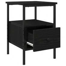 vidaXL Cabinet de chevet Chêne noir 34 x 36 x 50 cm Bois d'ingénierie - Noir - Voir 5