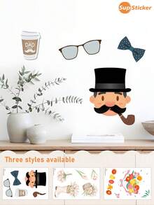 SUPSTICKER 1件裝卡通鬱金香與父親節牆貼，PVC可撕貼可移除，12.79x18.62英吋，3款可選，適用於臥室客廳 - 1PC - 查看 1