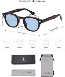 - Lentes de sol polarizados redondos retro vintage pequeños para rostro delgado protección UV400 SJ2251 - Tortuga oscura/Azul - Ver 6