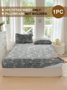 1pc Tree Branch & Leaf Floral Pattern Fitted Sheet, Tree Branch Pattern Mattress Protector Cover, Suitable For All Size Beds, Soft & Breathable - Multicolor - View 3