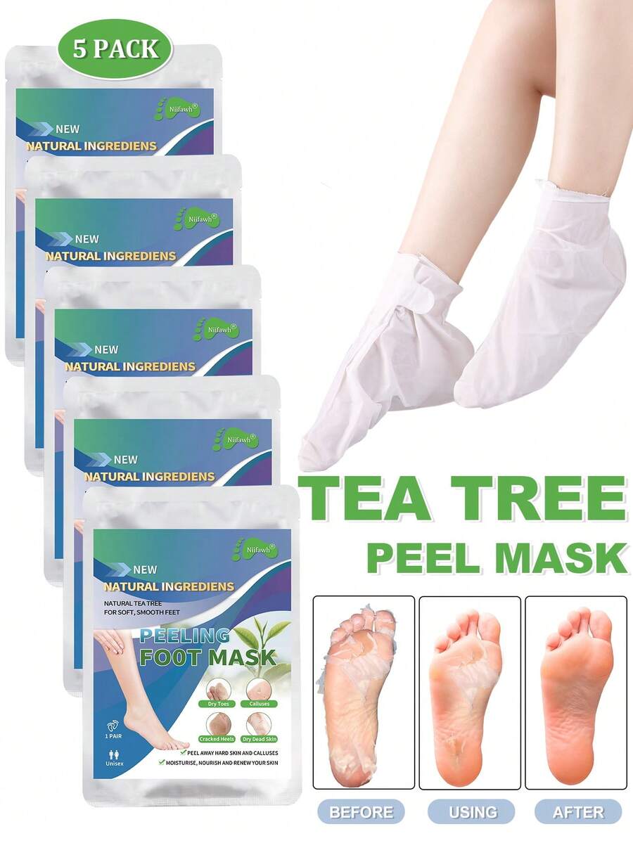 5 Pairs Foot Peeling Mask Exfoliating Foot Mask For Dry Cracked Feet With Lavender & Shea Butter, Dead Skin & Callus Remover For Feet, Exfoliating Socks For Women & Men - 查看 1