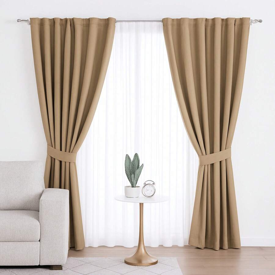 Refresh Your Home With Contemporary Style Neo Short Curtains From BEAUTTY HOME - SAND - View 1