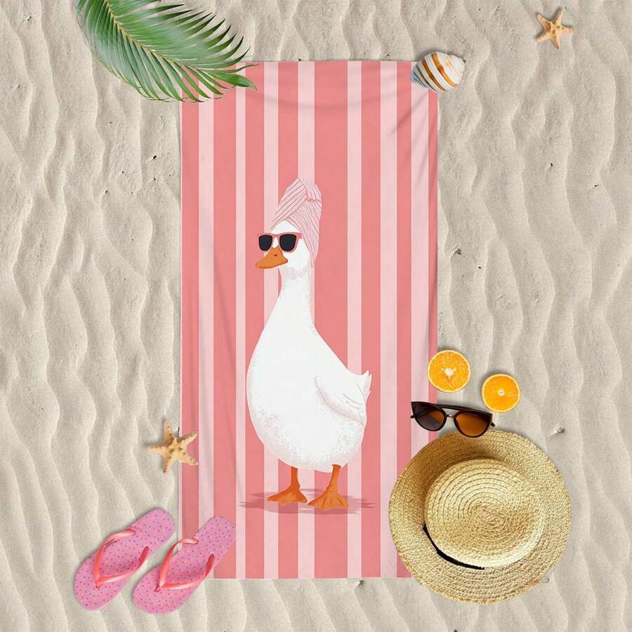 1pc Super Soft Funny Duck Pattern Beach Towel, Suitable For Beach, Pool Party, Vacation - Beach & Pool Accessories - Style5 - View 1