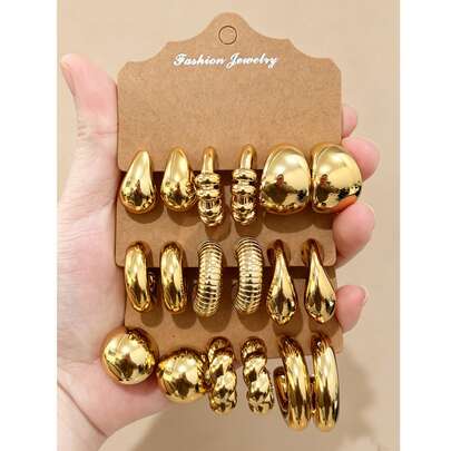 18pcs/Set Gold CCB Fashion Earrings Set For Women