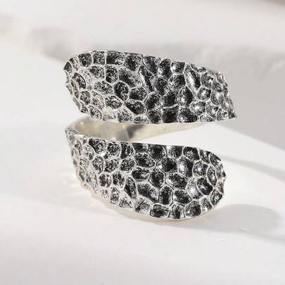 Minimalist S-Shaped Classic Open Ring, Handcrafted Textured Adjustable Design, Unisex Versatile Accessory For Daily Wear & Gatherings