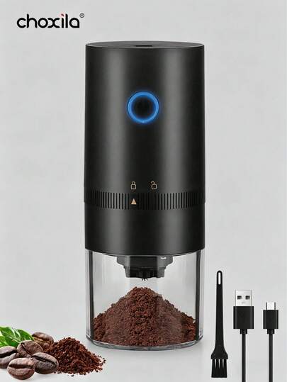 choxila 1个电动咖啡研磨机，便携式USB充电咖啡研磨机，带陶瓷磨盘，可研磨意式咖啡豆，适合家庭、办公室、旅行、返校用品