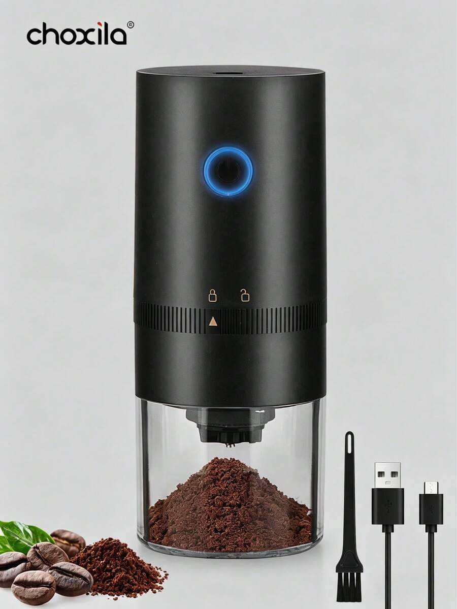 choxila 1个电动咖啡研磨机，便携式USB充电咖啡研磨机，带陶瓷磨盘，可研磨意式咖啡豆，适合家庭、办公室、旅行、返校用品