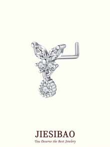 JIESIBAO 20G Dangle Nose Rings L Shaped Nose Stud Stainless Steel Butterfly Flower Heart Moon Dangle Nose Stud Ring Body Piercing Jewelry For Women Men For Daily Holiday Beach Vacation Gift Glamorous Music Festival Seaside Halloween Christmas Mother's Day Valentine's Day Coachella Summer Vacation - Multicolor - View 17