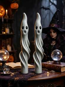1 khuôn silicon làm nến hình ma xoắn ốc Halloween - Cao 20cm, dụng cụ tự làm nến hình nón ma thẩm mỹ, có lỗ mở bên hông để dễ dàng lấy nến ra, silicon mềm dễ lấy nến ra. - Khuôn nến hình ma Halloween - Xem 3