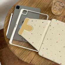 Funda protectora plana giratoria con salpicaduras de tinta de colores 2025 compatible con iPad 10, 11 con ranura para lápiz, rotación de 360 grados, cubierta protectora acrílica linda compatible con iPad Air 7/5/6, 9ª generación 10.2 pulgadas - Amarillo - Ver 7
