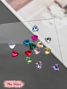 Mix 44pcs Nail Charms Nails, Nail Charms, Nail Supplies, Dopamine Pointed Heart Rhinestones, White, Pink, Green, Blue, Etc. Nail Charms, Light Luxury Style, French Sweet Girl Style, Metal Nail Supplies, Music Festivals, Travel, Festivals And Celebrations, Shiny, White, Pink, Green, Champagne, Blue, Purple Rhinestones Nail Gems, Suitable For Multi-Functional DIY Accessories Nail Decoration Valentine's Day And Back To School - Multicolor - View 8