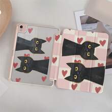 1 件装可爱黑猫红心印花平板电脑保护套，兼容 iPad 11/A16/10 代/Air4/5/6/Pro 12.9/2024/2025/2020/2021/2022/2023/10.2/10.9/Mini7，适用于 Galaxy Tab A8/A9 Plus/S6 Lite/S7/S9FE PLUS/S10 Plus，适用于小米 5/5pro/6/6pro/7/7pro/6s Pro，兼容华为 Matepad - 彩色 - 查看 2