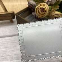 Troqueles de corte de metal con marco rectangular con borde de encaje, troqueles para scrapbooking y elaboración de tarjetas - MC766 - Ver 1
