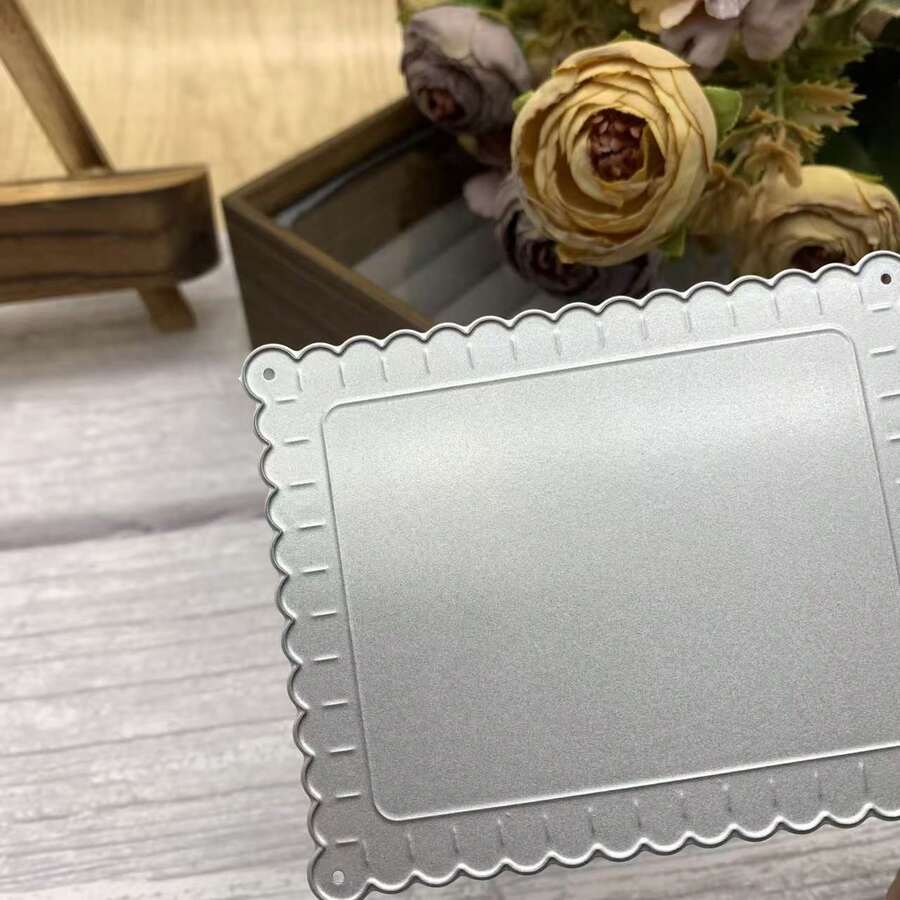 Troqueles de corte de metal con marco rectangular con borde de encaje, troqueles para scrapbooking y elaboración de tarjetas - MC766 - Ver 1