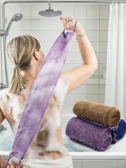 1pc African Loofah Sponge, African Exfoliating Bath Back Scrubber, Shower Loofah Body Scrub Brush With Strap, African Exfoliating Loofah With Rope Handle, Unisex Long Bathing Sponge, Makes Skin Smoother And Cleaner, Multi-Functional Exfoliating Face Towel, Elastic Back Scrubber, Suitable For Shower, Skin Cleansing And Massage