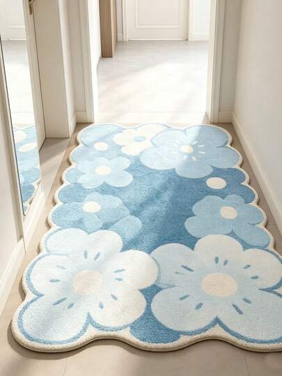 1PC Household Bathroom Floor Mat, Imitation Cashmere Carpet, Flower Shaped Tufted Floor Mat, Absorbent Anti Slip Carpet, Valentine's Day Cute Foot Mat, Suitable For Use In Bathrooms, Bedrooms, And Living Rooms
