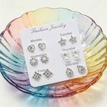 Bông tai đính đá hình học 1 carat. - Bạc - Xem 4