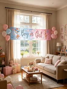 Phông nền tiệc tiết lộ giới tính 40x200cm, banner treo trang trí tiệc mừng em bé hình gấu bông màu xanh dương và hồng với bóng bay và mây, trang trí tiệc mừng em bé, trang trí sinh nhật lần thứ nhất, trang trí tiệc tiết lộ giới tính, trang trí treo trong nhà và ngoài trời, trang trí sân vườn, món quà hoàn hảo cho các bậc cha mẹ tương lai. - Nhiều màu - Xem 5