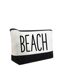 The Beach Tote Bag Set, Unique "Beach"Design, Simple Large-Capacity Shoulder Bag With A Portable Cosmetic Bag - Multicolor - View 16
