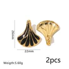 1 Đôi bông tai hình quạt bằng thép không gỉ 304 mạ vàng, tráng men, kiểu dáng retro Art Deco hình vỏ sò, thích hợp cho nữ. - Hoa tai - Xem 9