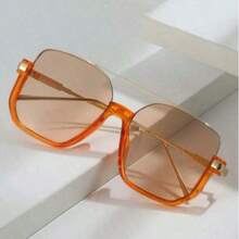 1pair Extra Large Frame Fashionable Retro Style Fashion Glasses For Women Beach Accessories For Women Glasses Shades Basics Fall Winter Women Outfits Clothes Business Casual Gifts For Summer Beach Vacation,Outdoor,Travel Preppy Style For Back To School - 橘色 - 查看 6