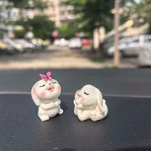 1/2/3/6pcs Cute Rabbit Car Decor, Dashboard Ornament, Interior Accessories, Adorable Animal Figurine, Soothing Decor, Gift For Friends & Family, Lovely Present - Little Rabbit - View 13