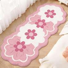 1pc Sweet Pink Floral Long Carpet, Bedroom Bedside Decorative Mat, Ins Style Fluffy Pink Flower Rug, Asymmetrical Size With 1-5cm Cutting Error, Hallway Long Carpet, Rug, Long Carpet, Area Small Rug, Mat, Home Decor, Area Rug, Living Room Area Rug, Living Room Home Decor, Room Decor, Plush Carpet, Furry Carpet, Autumn/Winter Carpet, Thick/Fluffy, Washable Carpet - Multicolor - View 15