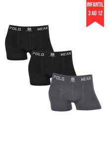 Set Of 3 Polo Wear Original Boys' Boxer Briefs For Kids - Premium Quality - 2 根黑色/1 根鉛 - 查看 1