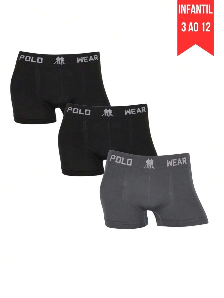 Set Of 3 Polo Wear Original Boys' Boxer Briefs For Kids - Premium Quality - 2 根黑色/1 根鉛 - 查看 1